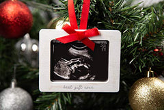 Pearhead Sonogram Picture Ornament, Baby Ornament, Gift for Expecting Parents, Ultrasound Photo Frame, Rustic Christmas