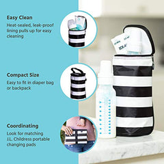 J.L. Childress Breastmilk Cooler and Baby Bottle Bag, Black/White Stripe