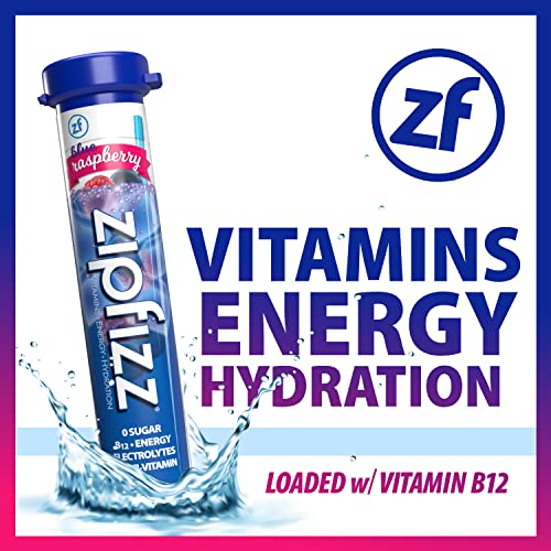 Zipfizz Healthy Energy Drink Mix, Hydration with B12 and Multi Vitamins, Blueberry Raspberry, 20 Count