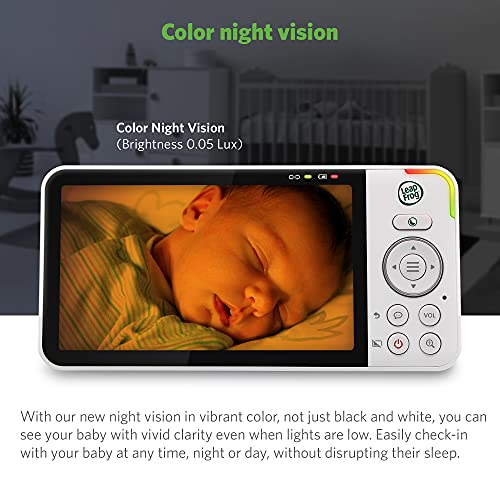 LeapFrog LF815-2HD - 1080p WiFi Remote Access 2 Camera Video Baby Monitor with 5” High Definition 720p Display, Night Light, Color Night Vision, (White), One Size