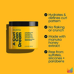 Matrix Moisturizing Leave-in Cream A Curl Can Dream, Conditioning Treatment, Moisturizes & Defines Curls, For Curly & Coily Hair, Infused wtih Manuka Honey, 500ml (Packaging May Vary)