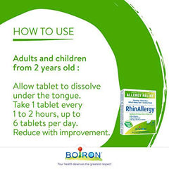 Boiron RhinAllergy for Relief from Allergy Symptoms of Sneezing, Runny Nose, and Itchy Eyes or Throat- 60 Tablets