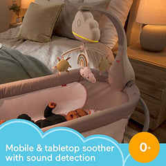 Fisher-Price Rainbow Showers Bassinet to Bedside Mobile, tabletop soother and nursery sound machine for newborn baby to toddler, Multicolor, HBP40