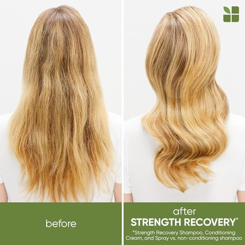 BIOLAGE Shampoo, Strength Recover Shampoo for Damaged Hair, Gently Cleanses and Reduces Breakage, For All Damaged & Sensitized Hair Types, Replaces Keratin Dose & Fiber Strong, Vegan