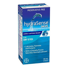 hydraSense Eye Drops, For Dry Eyes, Fast and Long-Lasting Relief, Preservative Free, Naturally Sourced Lubricant, 10 mL