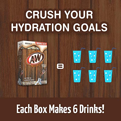 A&W, Root Beer Powder Drink Mix -6 Count (Pack of 12) Sugar Free & Delicious, Makes 72 flavored water beverages