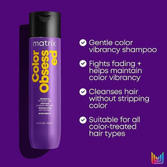 Matrix Hair Shampoo, Color Obsessed Antioxidant Shampoo, Enhances Hair Color, Color Protection, Prevents Fading, Leaves Hair Soft and Manageable, For Color-Treated Hair, 1000ml (Packaging May Vary)