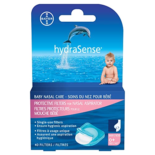 HydraSense Protective Filters for Nasal Aspirator, Baby Nasal Care, Single-Use, 40 Count (Aumdie)