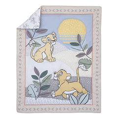 Disney Lion King Leader of The Pack Taupe and Green Simba and Nala Sunset and Leaves 3 Piece Nursery Mini Crib Bedding Set - Comforter and Two Fitted Mini Crib Sheets (7512740P)