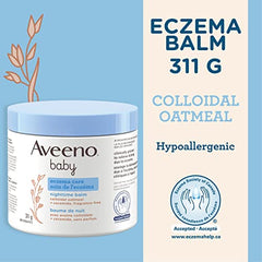 Aveeno Baby Eczema Care Nighttime Moisturizing Balm with Colloidal Oatmeal & Ceramide, Soothes & Relieves Dry, Itchy Skin from Eczema, Hypoallergenic, Fragrance- & Steroid-Free, 311 g