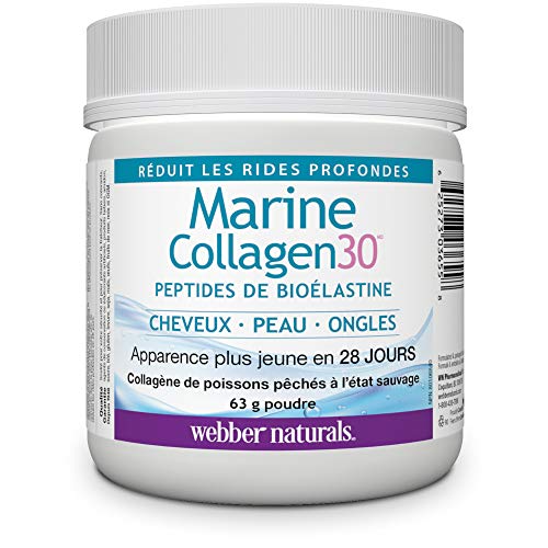 Webber Naturals Collagen30 Marine Bioelastin Peptides Powder, 2,100 mg of Collactive Marine Collagen Peptide Complex Per Serving, 63g, Helps Reduce Deep Wrinkles and Joint Pain