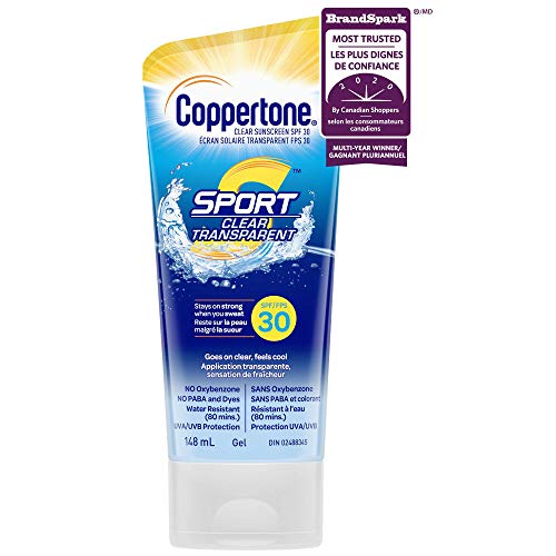 Coppertone Sport Clear Sunscreen SPF 30, Water-Resistant Sport Sunscreen Gel, Rubs In Clear and Stays On Strong When You Sweat