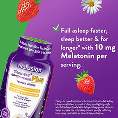 Vitafusion Sleepwell Plus Adult Vitamin Gummies,10mg Melatonin Per Daily Dose, Helps Improve Sleep Quality, 100 Count, Packaging May Vary
