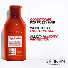 Redken Hair Conditioner,  Frizz Dismiss Conditioner, Anti-Frizz, Humidity Protection, For Frizzy Hair, Moisturize, Detangle and Protect From Frizz, Sulfate Free, With Babassu Oil, 300 ML