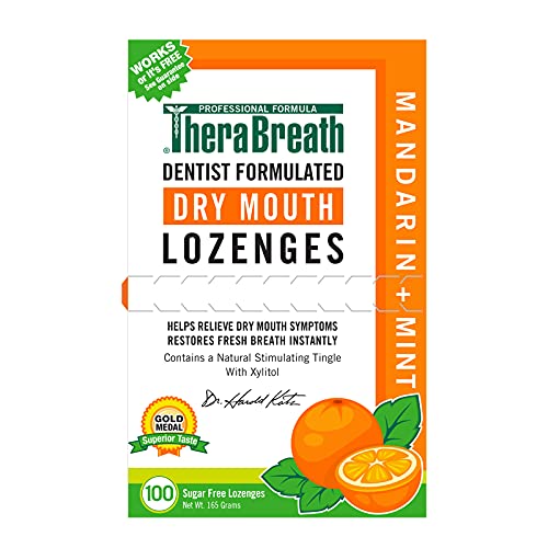 TheraBreath Dry Mouth ZINC Lozenges, Mandarin Mint Flavor, 100 Lozenges