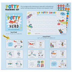 C.R. Gibson BTBB-24938 Hero Board Book, Wall Reward Chart, and Sticker Potty Training Supplies Set for Toddlers, Multicolor, 4pcs