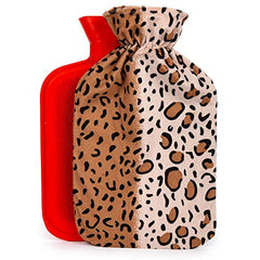 Bodico Cute Cheetah Print Novelty Gift Cozy Hot Water Bottle with Cover, 2L, Brown