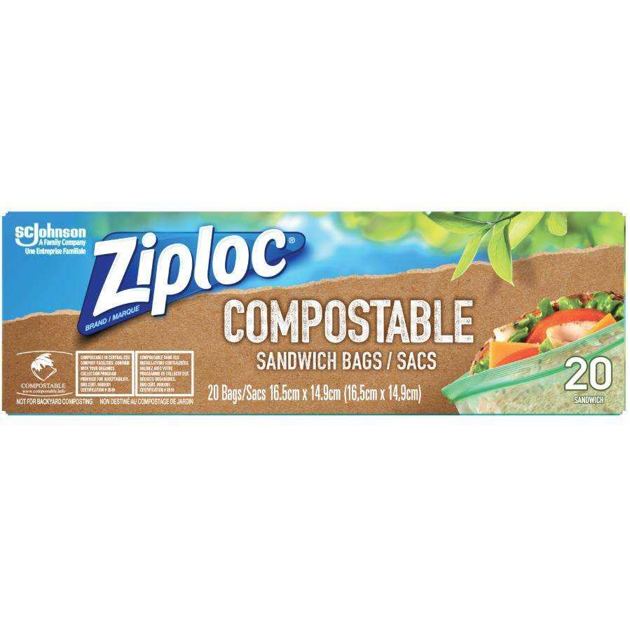 Ziploc Brand Compostable Food Storage Sandwich Bag, 20 ct - Zecoya