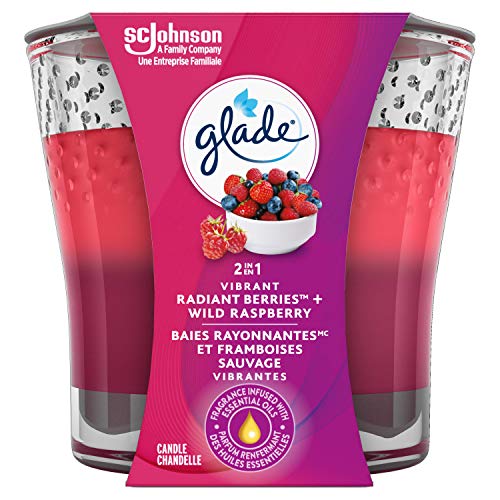 Glade Scented Candle, 2-in-1 Radiant Berries and Wild Raspberry, 1-Wick Candle, Air Freshener Infused with Essential Oils for Home Fragrance, 1 Count