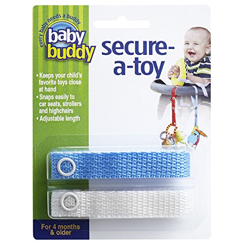 Baby Buddy Secure-A-Toy, Blue/White, 2-Pack