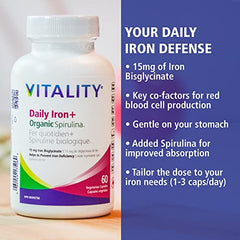 VITALITY Daily Iron + Organic Spirulina | 30 Veg Capsules