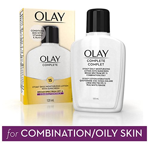Olay Complete Face Lotion, Face Moisturizer | Vitamins E, Vitamin B3, Niacinamide & Vitamin C with Sunscreen SPF 15, UV 365, Suitable for Oily Skin Types, 120 mL