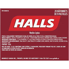 Halls Cherry Cough Drops 9 count, 20 Packs