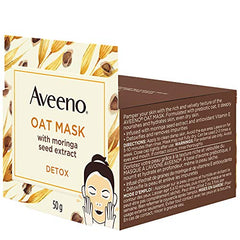 Aveeno Oat Face Mask with Moringa Seed Extract for Detox - Dry Skin Care - Paraben Free Facial Cleanser - 50 grams