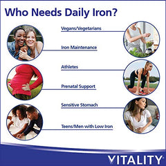 VITALITY Daily Iron + Organic Spirulina | 30 Veg Capsules