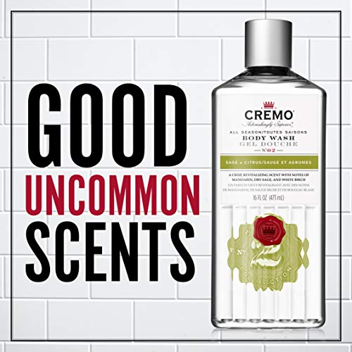 Cremo All Season Body Wash, Sage & Citrus, 16 fl oz, Energizing fresh Fragrance with the Ultimate Balance of Mountain Sage, Crisp Mandarin and Revitalizing Herbs