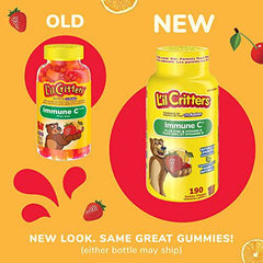 L'IL CRITTERS Immune C Plus Zinc Gummy Vitamins, Naturally Sourced Colours & Flavours, 190 Count