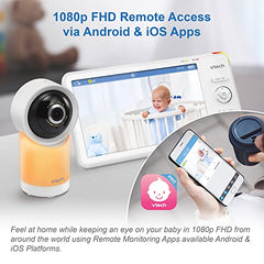 VTech 2 Camera 1080p Smart WiFi Remote Access 360 Degree Pan & Tilt Video Baby Monitor with 5” High Definition 720p Display, Night Light, RM5766-2HD