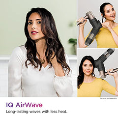Shark HD100AWA IQ AirWave Attachment for HyperAIR Blow Dryers, Styling Tool, Auto Preset Touchless Waver for Straight and Wavy Hair, Long-Lasting Beach Waves, No Extreme Heat, Slate, Stone