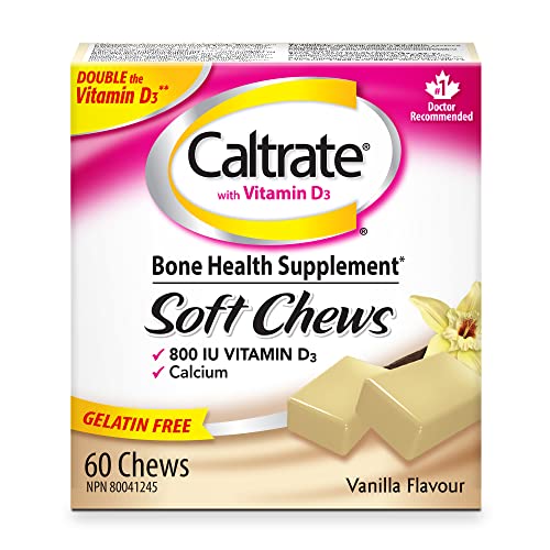 Caltrate with Vitamin D Soft Chews (60 Count, Vanilla Flavour), Calcium, Bone Health Supplement