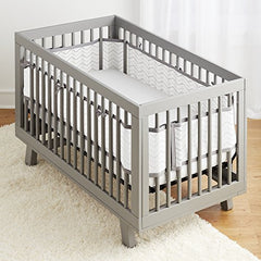 BreathableBaby, Breathable Mesh Liner For Cribs with 52"x28" (132x71cm) Mattress, Gray Chevron, Classic 3mm Mesh, Covers 3 or 4 Sides, Safety Tested & Trusted (Not for Mini Cribs)