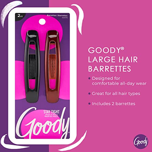 Goody Womens Large Hair Barrettes, 2-Count - Slideproof and Lock-In Place - Suitable for All Hair Types - Pain-Free Hair Accessories for Women and Girls - All Day Comfort