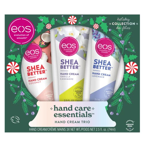 eos Holiday Collection, Hand Care Essentials, Hand Cream Trio- Coconut, Vanilla Cashmere, and Lavender, 24-Hour Hydration, 2.5 oz, 3-Pack