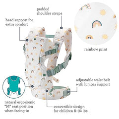 Infantino Flip Advanced 4-in-1 Carrier - Ergonomic, convertible, face-in and face-out front and back carry for newborns and older babies 8-32 lbs, Rainbow