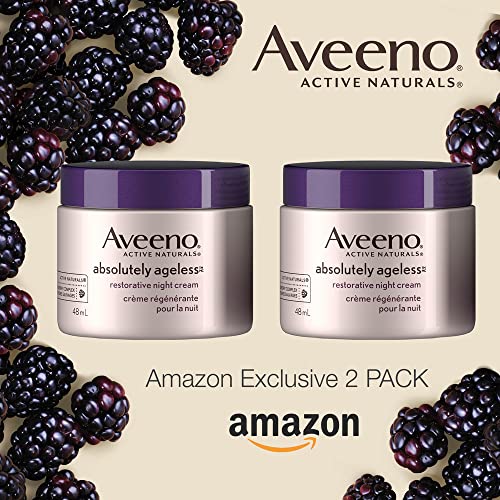 Aveeno Night Cream, Absolutely Ageless Restorative Face Moisturizer for Wrinkles and Fine Lines, Pack of 2 (2x48ml) Packaging May Vary