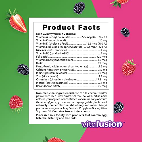 Vitafusion Women's Multivitamin Gummies, Daily Multivitamin, Healthy Metabolism¹, Immune Support², Hair, Skin & Nails³, Osteoporosis⁴, 150 Count, 2.5 Month Supply, Packaging May Vary