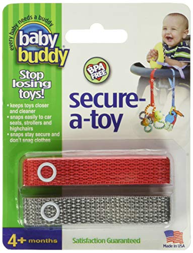 Baby Buddy 2-Count Secure-A-Toy, Red/Silver, 2-Pack