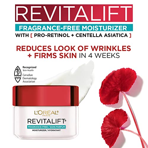 L'Oréal Paris Pro-Retinol + Centella Asiatica Fragrance-Free Day Cream, Moisturizer for Face, Revitalift, Fights look of wrinkles, Firms Skin, Resist look of Signs of Aging, Skincare - 50 ml
