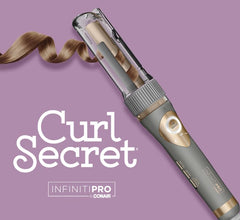 Curl Secret® Ceramic Auto ¾” Barrel Curler - multiple 5 heat settings - Custom 3 curl directions (left, right and Alternating) -High heat up to 210°C (410°F). 8’ professional length swivel power cord. Auto off for safety
