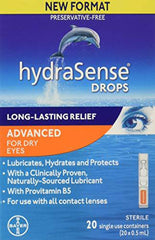 hydraSense Advanced Eye Drops Single Use Vials, Fast and Long-Lasting Relief, Preservative Free, With Provitamin B5, 20 Count