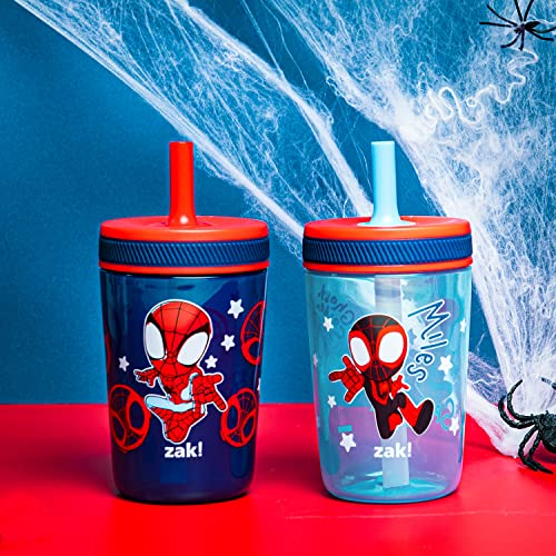 Zak Designs Marvel Spider-Man Kelso Toddler Cups for Travel or at Home, 15oz 2-Pack Durable Plastic Sippy Cups with Leak-Proof Design is Perfect for Kids (Spidey and His Amazing Friends)