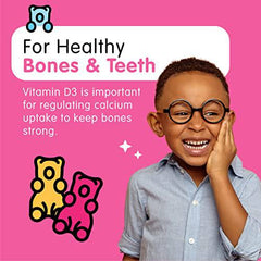 Herbaland Vegetarian Calcium and Vitamin D3 Gummies for Kids - Natural Ingredients Vitamin Supplement for the development and maintenance of bones and teeth - Strawberry and Citrus Flavor - 60 Gummies