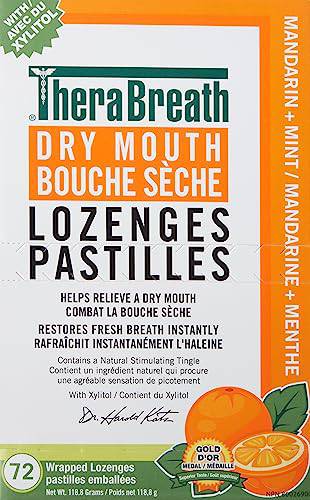 TheraBreath Dry Mouth Lozenges with Added ZINC - Mandarin Mint | Supports & Enhances Your Natural Saliva Production | 72 Count