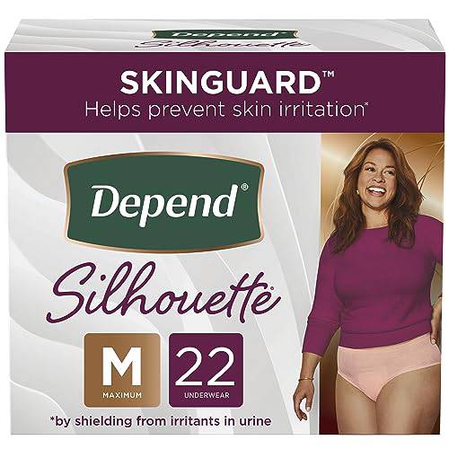 Depend Fit-Flex Incontinence Underwear for Women, Maximum Absorbency,  Medium, Light Pink, 44 Count 