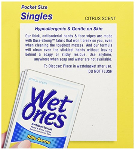 Wet Ones Antibacterial Hand Wipes, Citrus Scent, 28 Individually Wrapped Wet Wipes