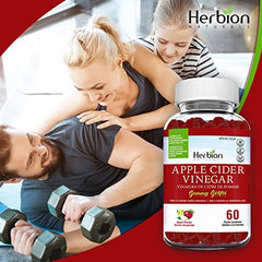 Herbion Naturals Apple Cider Vinegar Gummy with Folic Acid, Pomegranate, Beetroot & vitamin B12, source of Antioxidants to maintain Good Health & Metabolism, 60 Pectin Gummies for Adults, Apple Flavour